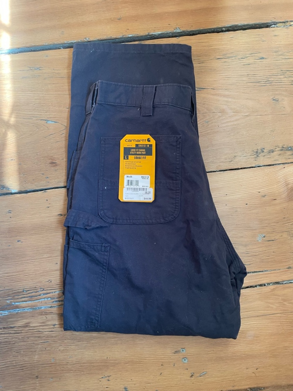 Carhartt Men's Navy Cargo Work Pants - Loose Fit